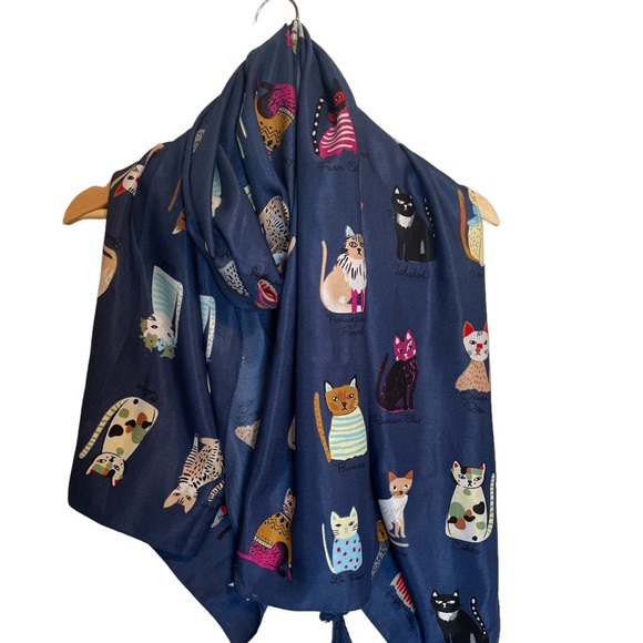 3 for 25$ New!! Cat Cartoons Print Scarf, Wrap - Picture 1 of 4